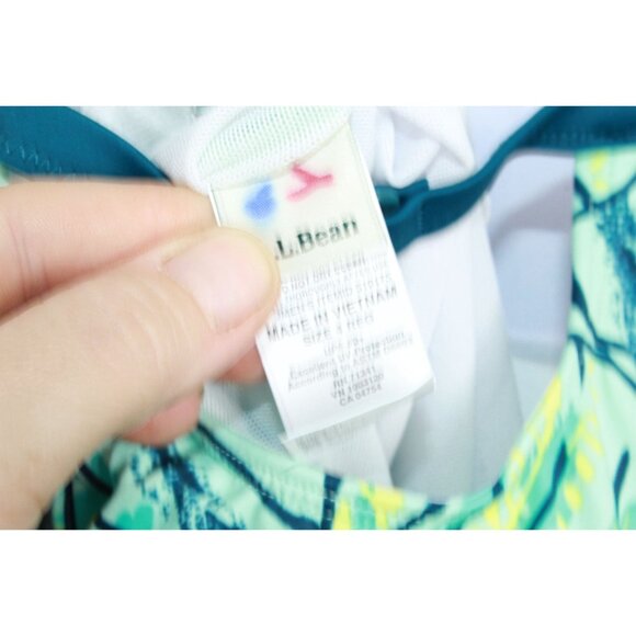 LL Bean Green Beach Glass Tropical Leaves Patterned Tankini Top Size 4 - Picture 9 of 9